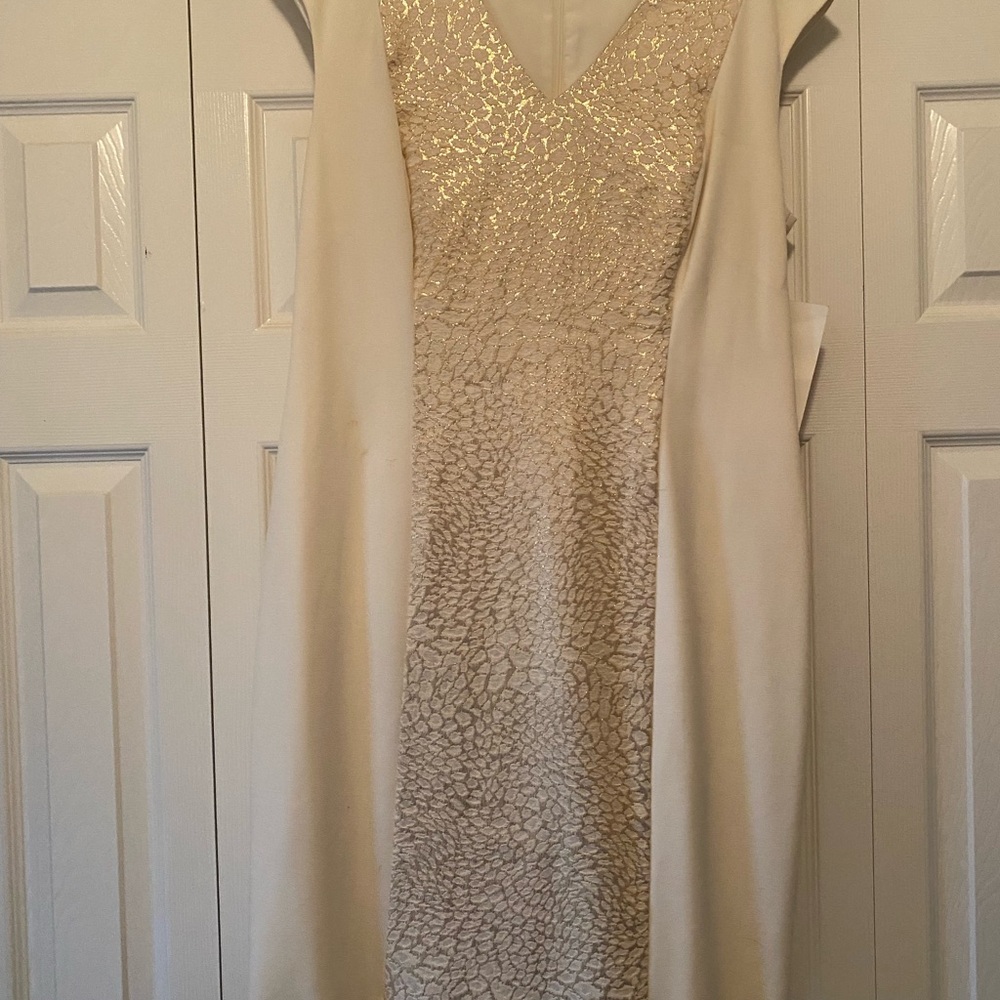 Calvin Klein Cream and Gold Midi Dress